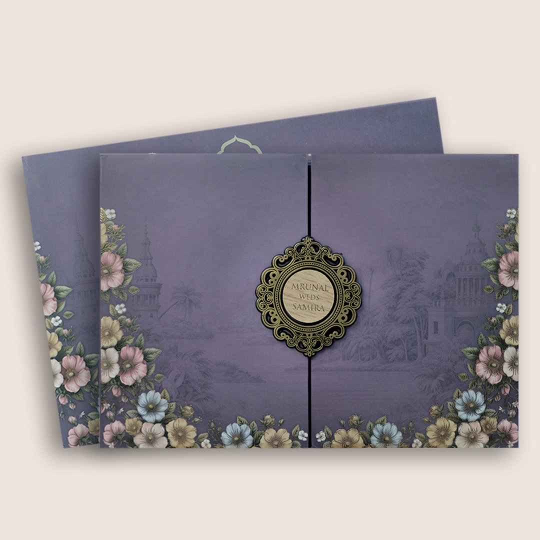 Purple Door Style Floral Wedding Card - KVN07860
