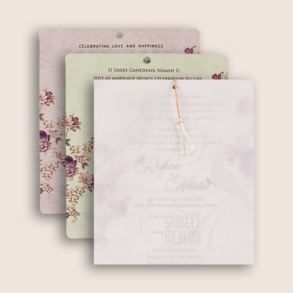 White Floral Laser Cut Door Style Wedding Card - KFR17190