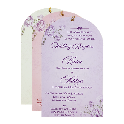 Luxury Lavender Floral Laser-Cut Wedding Card - KFR15100