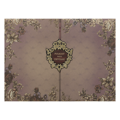 Check out Purple Floral Gold Padded Wedding Card at best price.✅WhatsApp Support ✅Express Delivery.|King of cards.