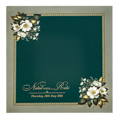 Blue Floral Padded Wedding card-KRE27950