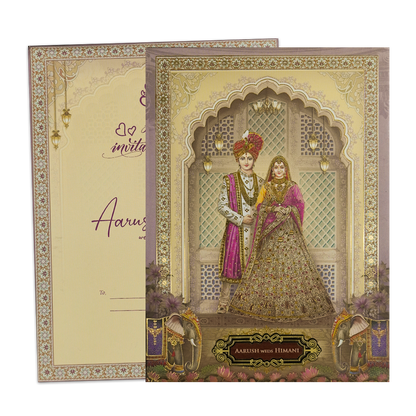 Palace Arch Royal Couple Wedding Card-KSH72380
