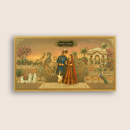 Beige Bride Groom Padded Wedding Invitation Card - KSH27100