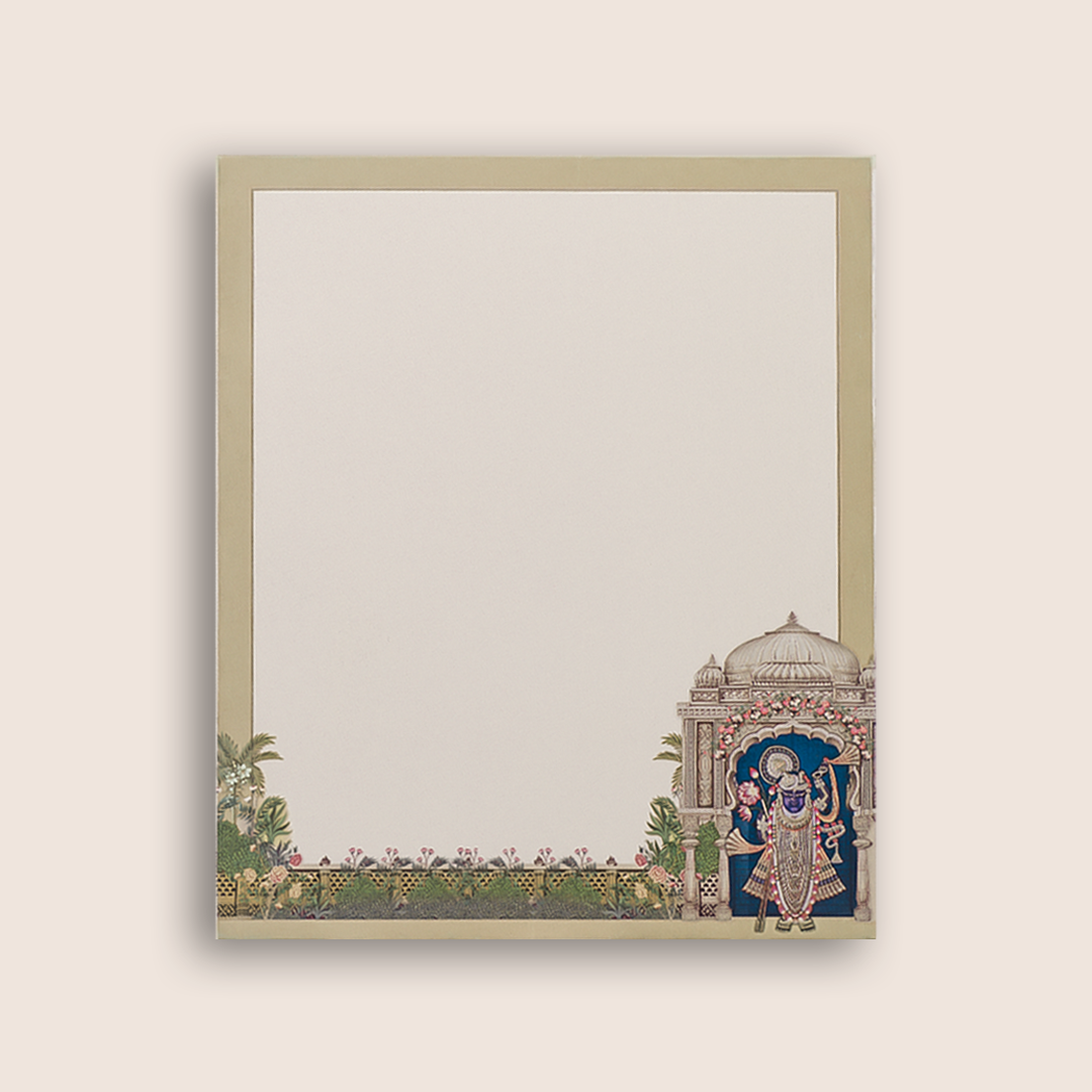 Cream Lord Shrinathji Premium Wedding Card - KAA05240