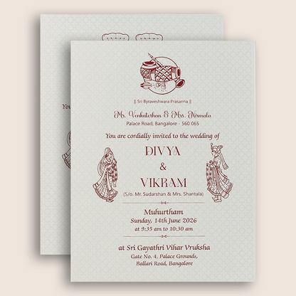 Yellow Embossed Balaji Padmavathi Padded Wedding Card - KNMS9310