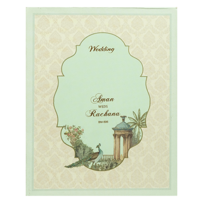 Pastel Green Couple Floral Wedding Card-KBM05060