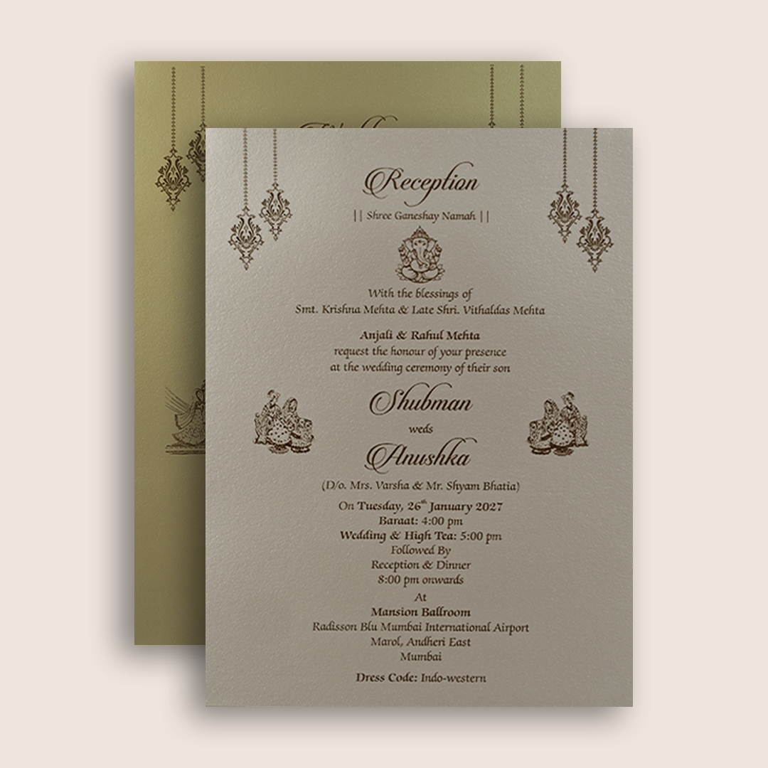 Metallic Pink Floral Laser Cut Padded Wedding Card - KRB09683