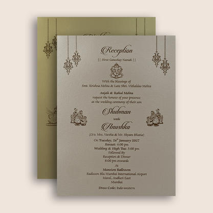 Metallic Pink Floral Laser Cut Padded Wedding Card - KRB09683