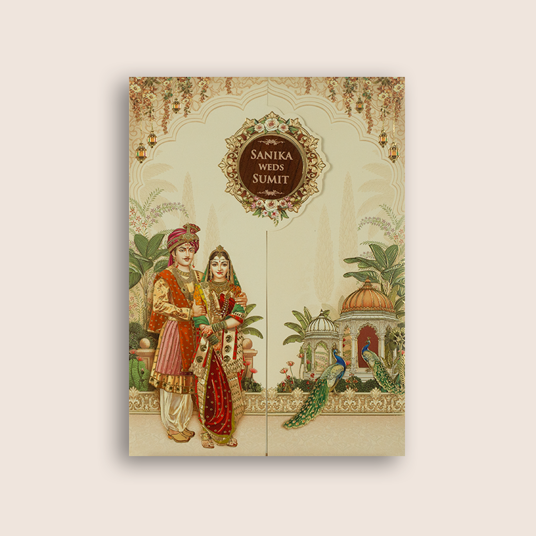 Cream Bride Groom Door Style Wedding Invitation - KSH27140