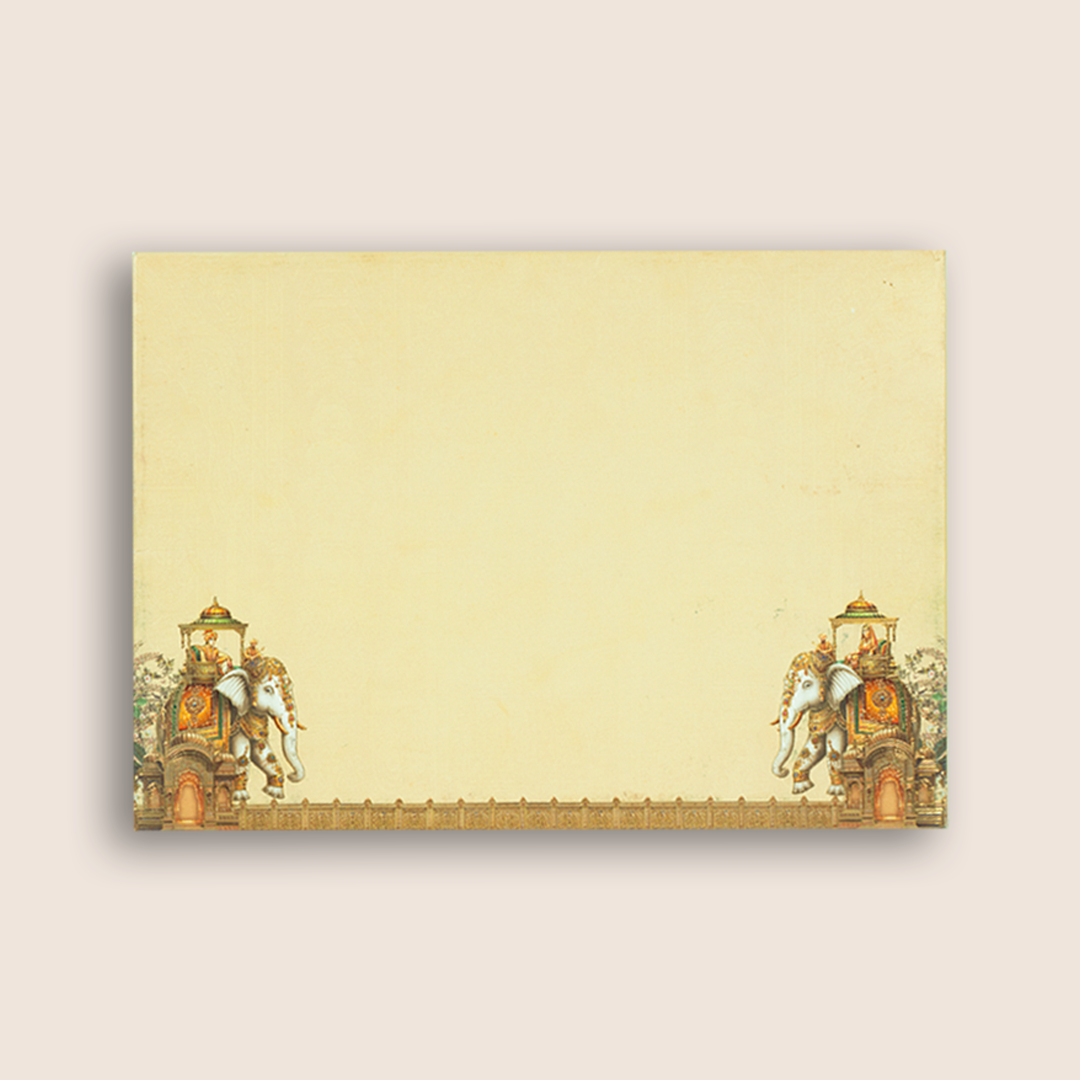 Cream Padded Elephant Door Style Wedding Card - KAA06060
