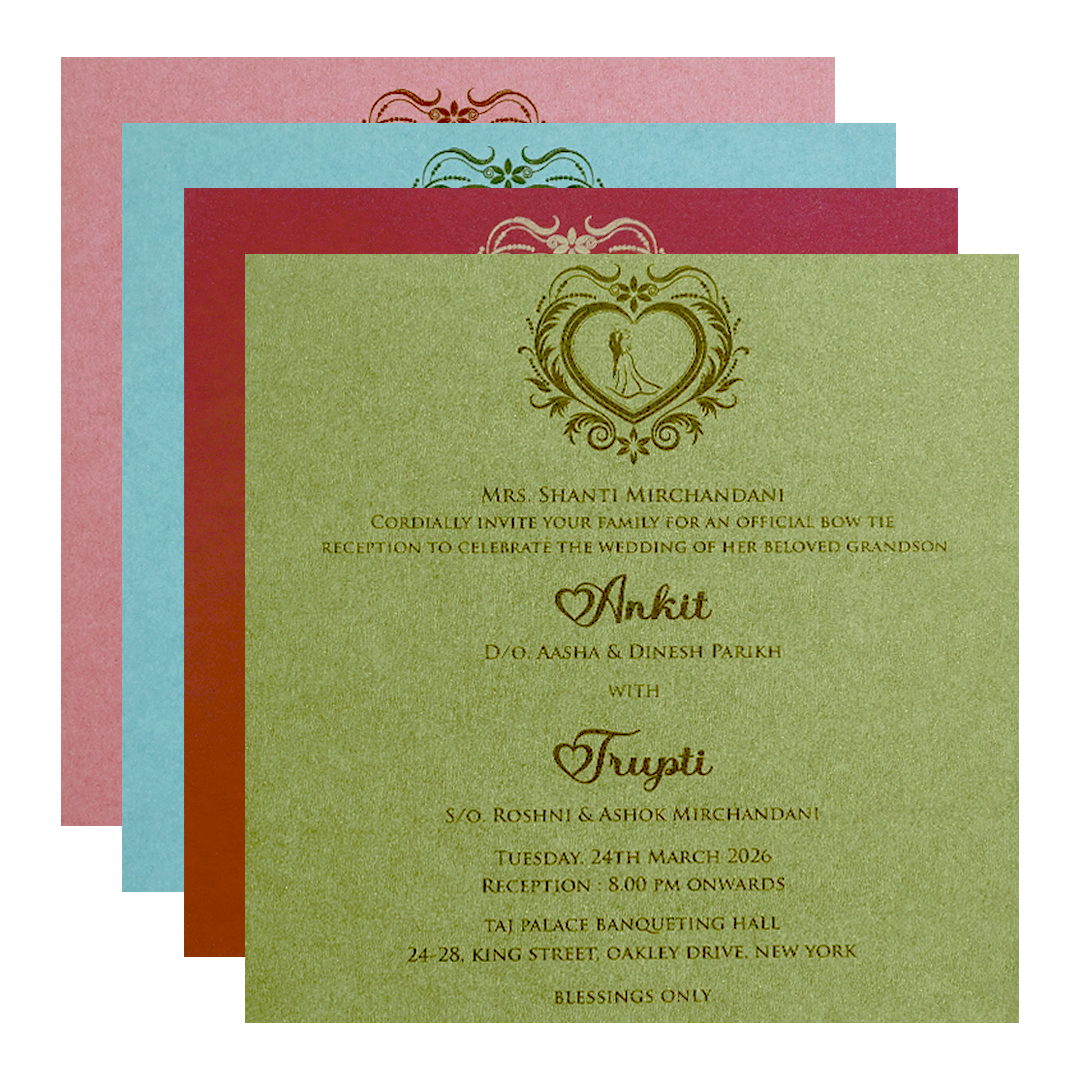 Pink Heart Motif Floral Wedding Invitation Card-KPR06210