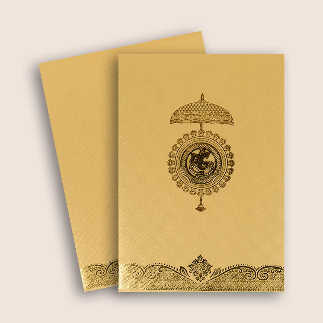 Gold Ganesha Wedding Invitation Card-KNKTG024