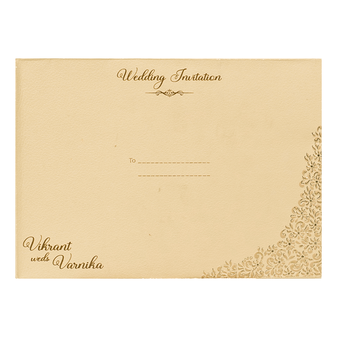 Cream Oval Floral Wedding Card-KSI64770