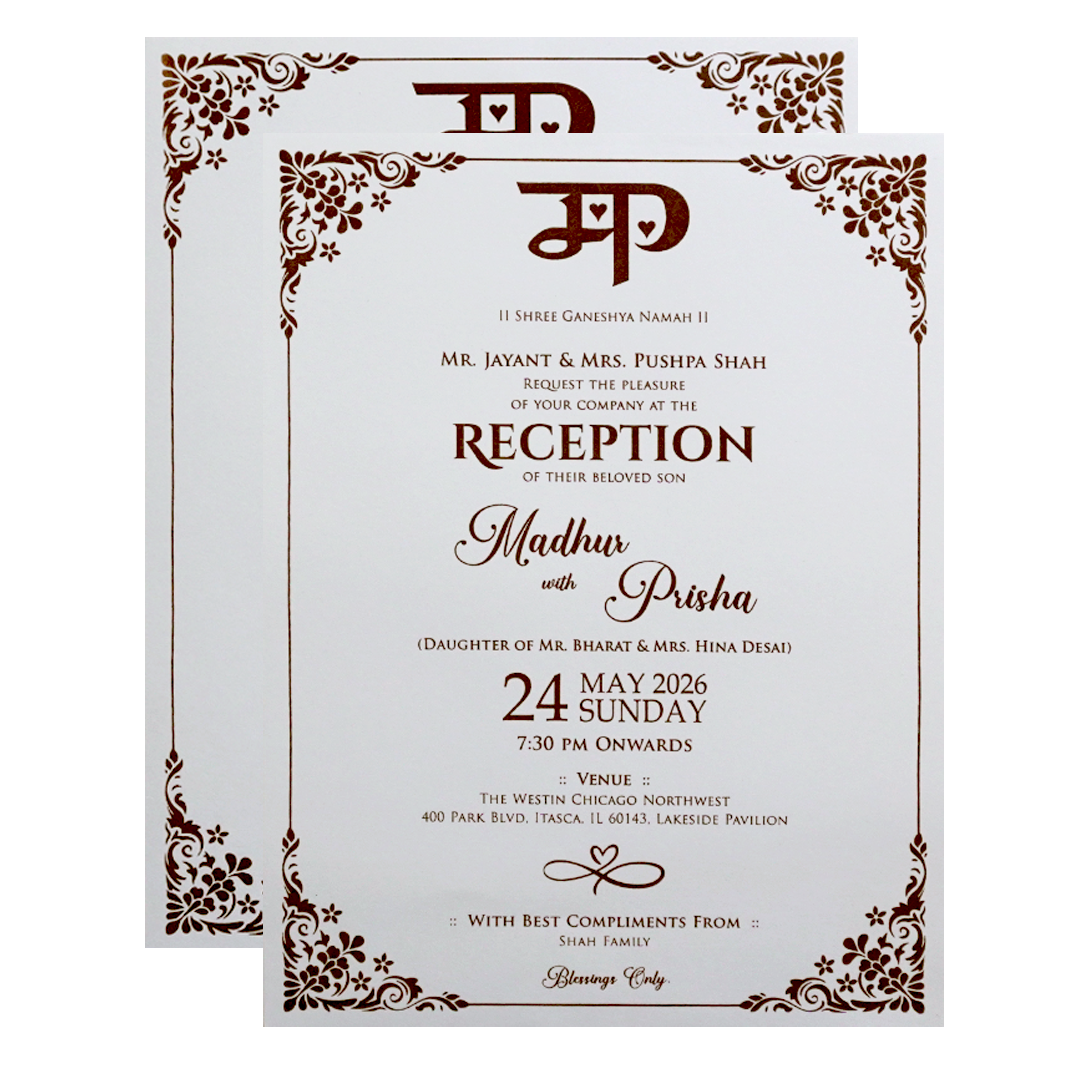 White Floral Padded Wedding Card - KSH73540