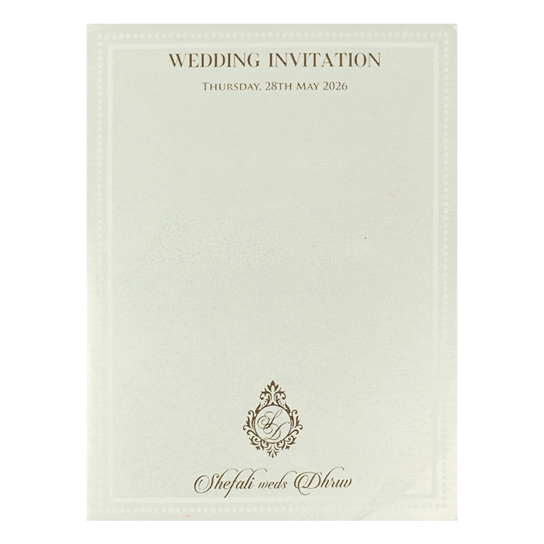 White Ganesha Floral Padded Wedding Card-KRE28220