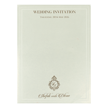 White Ganesha Floral Padded Wedding Card-KRE28220