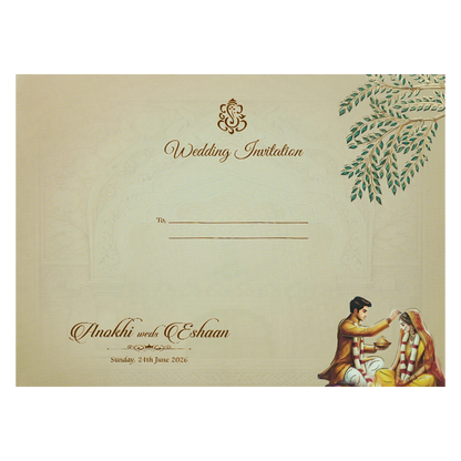 Gold Traditional Laser Cut Padded Wedding Card-KJTS3688