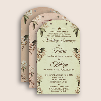 Pastel Pink Lilly Flower Laser Cut Wedding Card - KFR16250