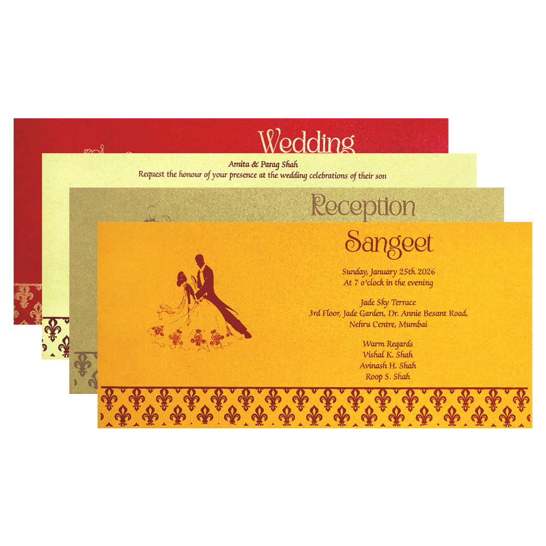 Red Gold Embossed Regal Wedding Invitation Card-KPR06270