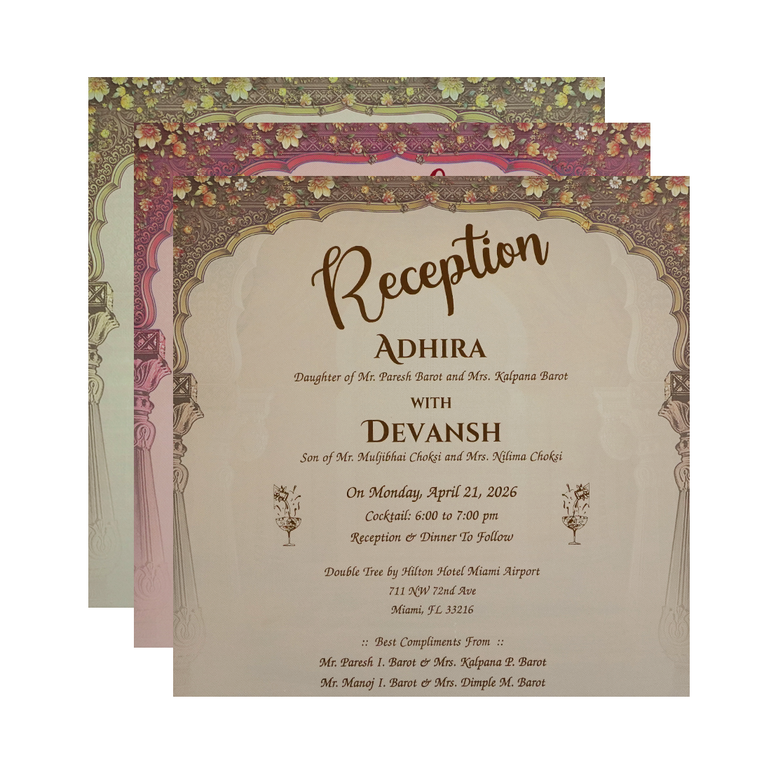 Brown Bride and Groom Padded Wedding Card - KSH72830