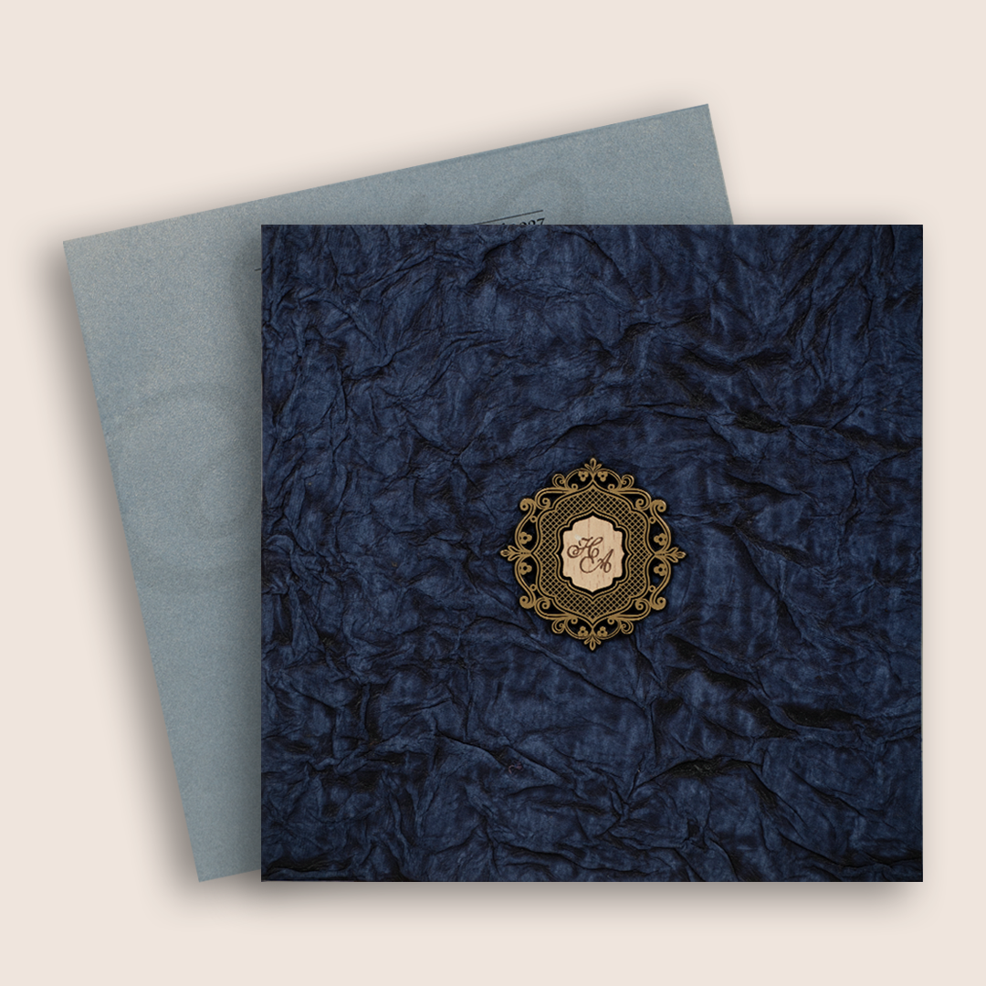 Classic Blue Handmade Paper Invitation Card - KPR07390