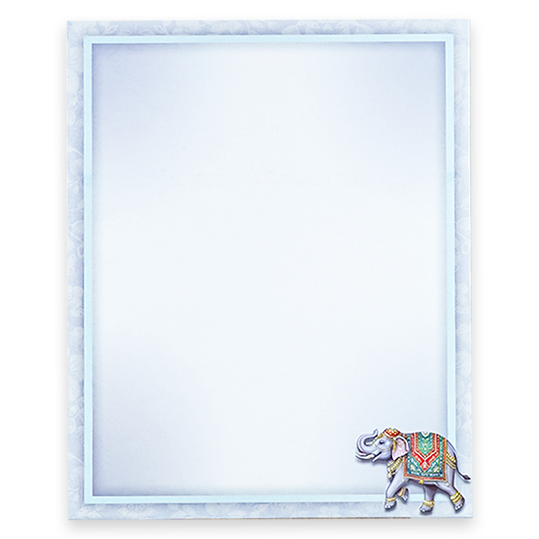 Blue Floral Elephant Wedding Card-KNKJ1160