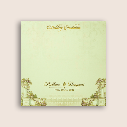 White Floral Door Style Padded Wedding Card - KJTS1819