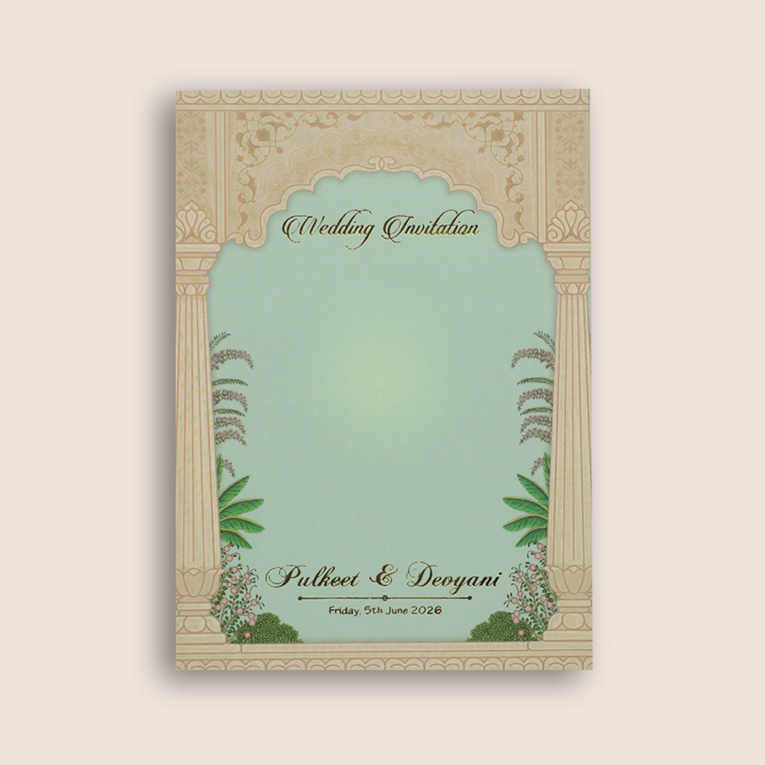 Blue Bride Groom Padded Wedding Card - KJTS1729