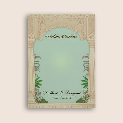 Blue Bride Groom Padded Wedding Card - KJTS1729