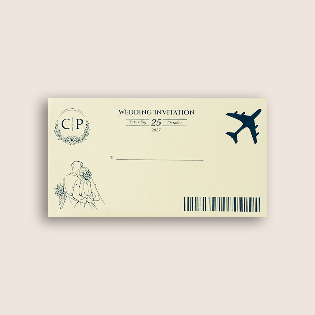 Navy Blue Wedding Passport Style Invitation Card - KJP29250