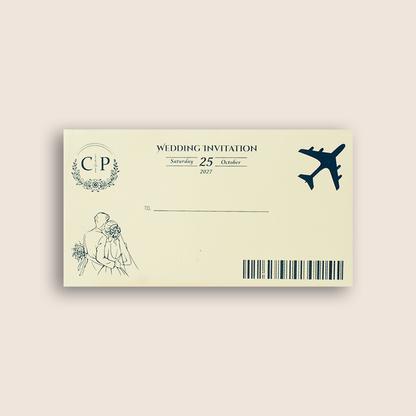 Navy Blue Wedding Passport Style Invitation Card - KJP29250