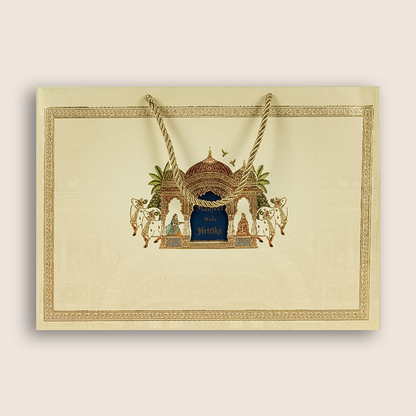 Cream Royal Palace Premium Wedding Invitation Box - KSI33230