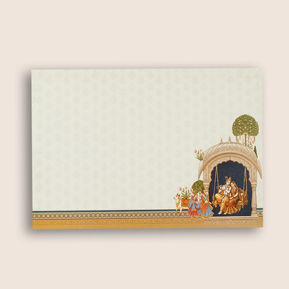 White Radha Krishna Premium Wedding Card - KAA05260