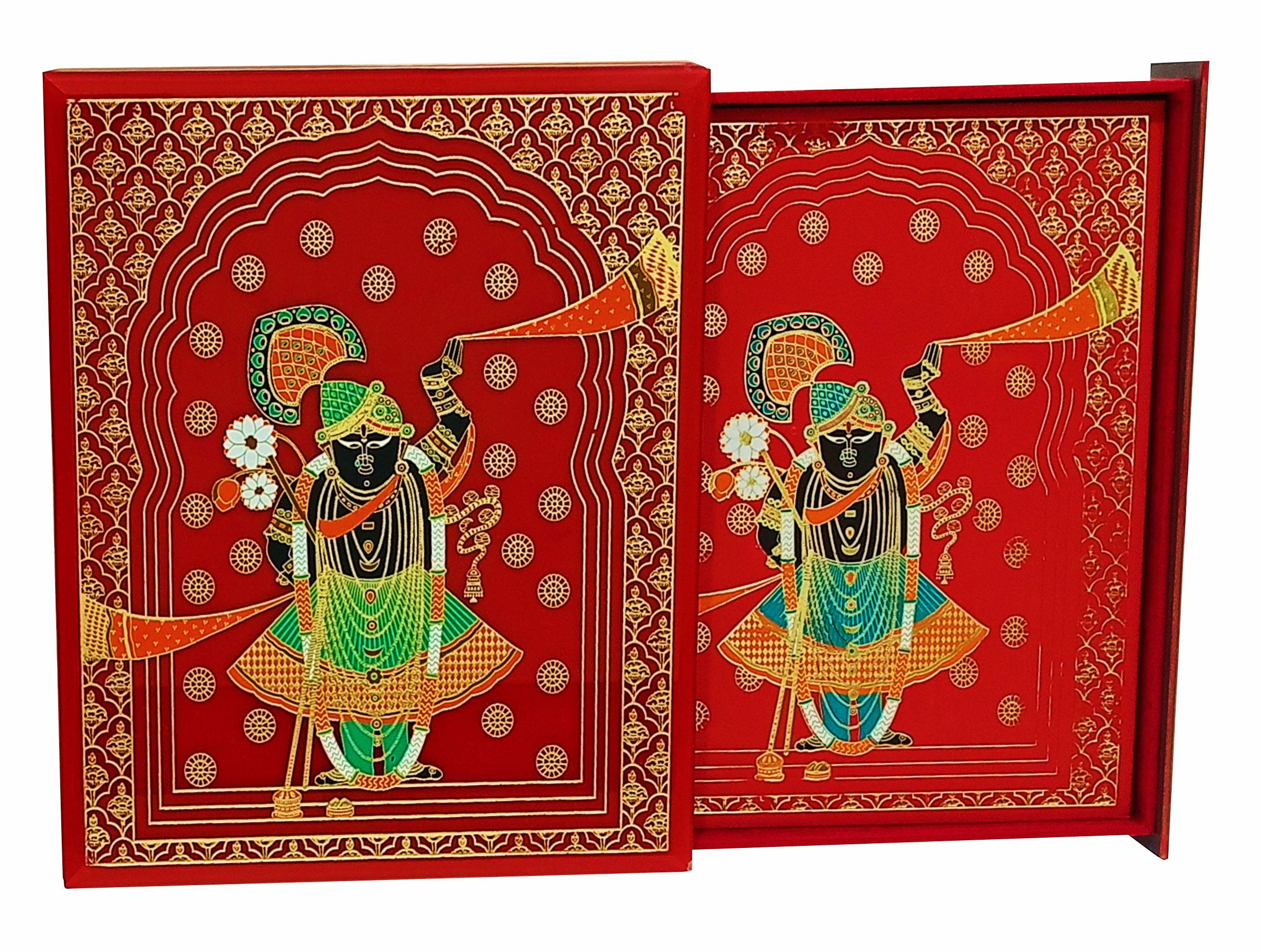 Red Ultra Premium Glass Box Traditional Invitation Card-KNKUP039