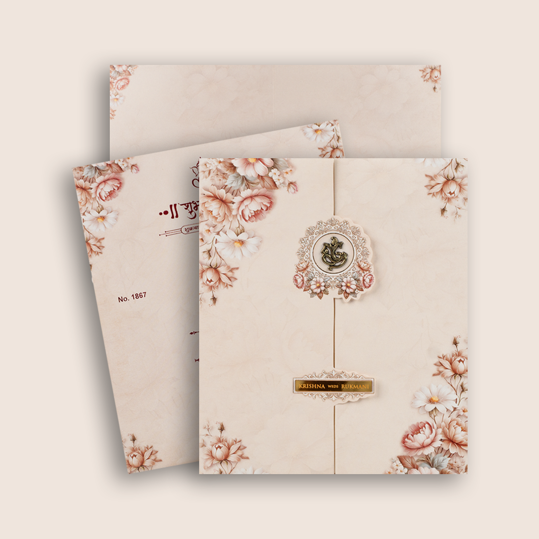 Light Pink Floral Door Style Invitation Card - KJTS1867