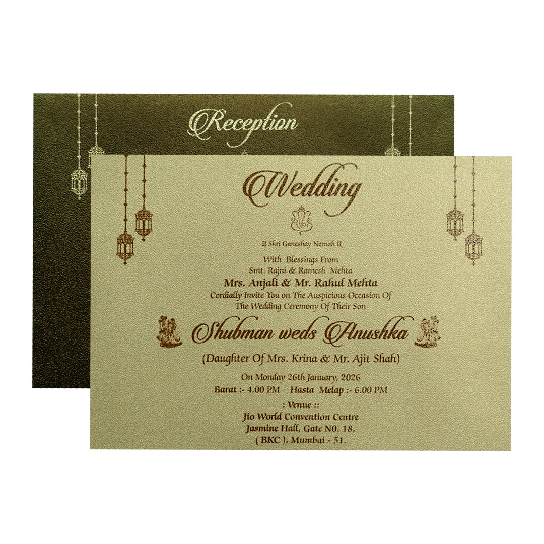 Gold Padded Embossed Floral Wedding Invitation Card-KRB08320