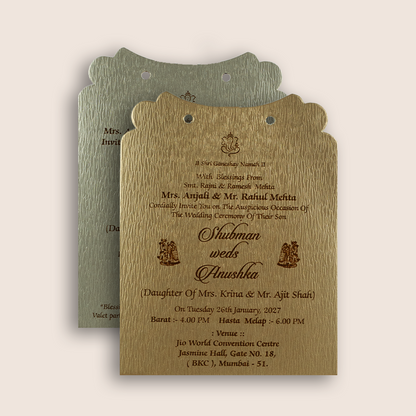 Grey Floral Laser Cut MDF Wedding Invitation - KRB09141
