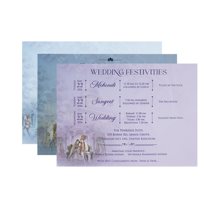 Blue Palace Couple Theme Wedding Card - KFR16290