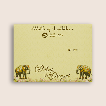 Cream Royal Elephant Laser Cut Wedding Invitation Card - KJTS1812