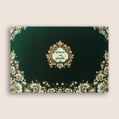 Royal Blue Floral Premium Wedding Card - KAA05290