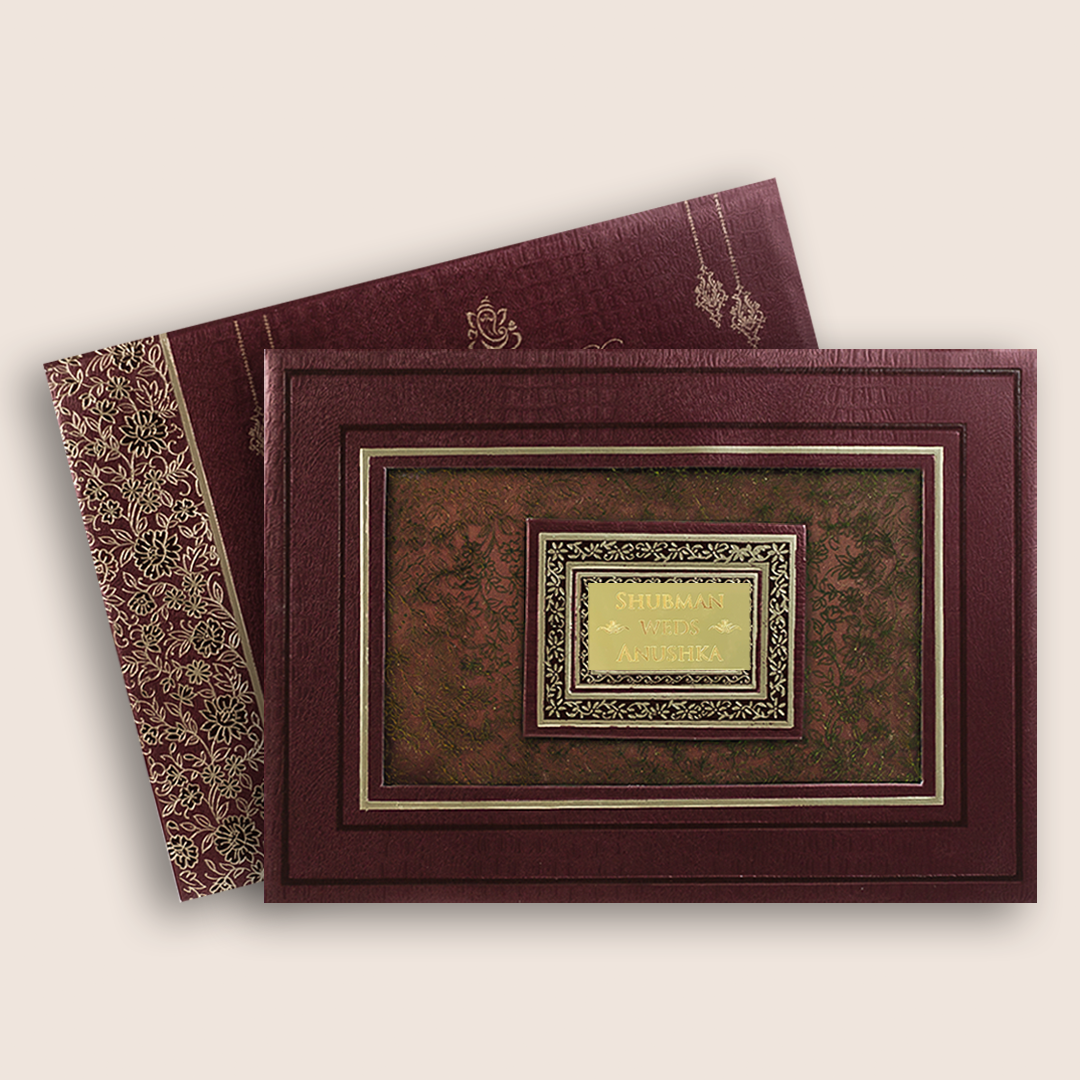 Wine Floral Padded Marriage Invitation - KRB10450