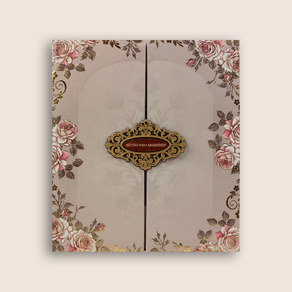Pale Pink Door Style Padded Invitation Card - KVN07990