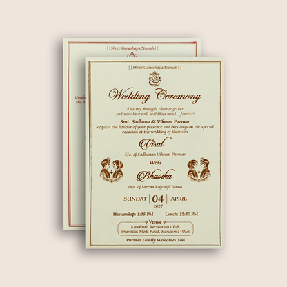 White Embossed Floral Wedding Card - KMARA400