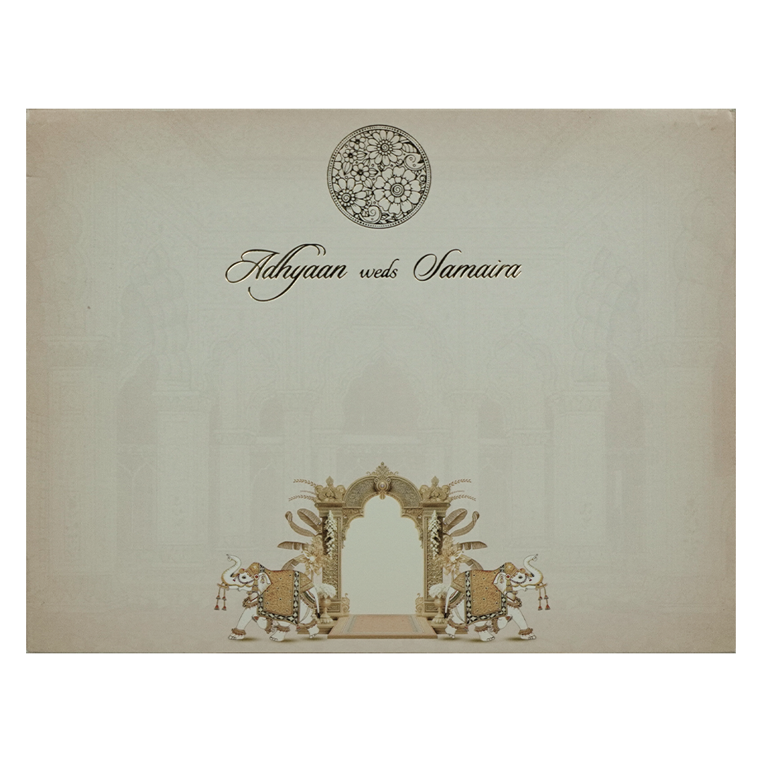 Cream Padded Elephant Wedding Card-KRC31090