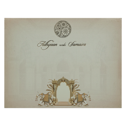 Cream Padded Elephant Wedding Card-KRC31090