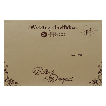 Brown Embossed Padded Wedding Card-KJTS1851
