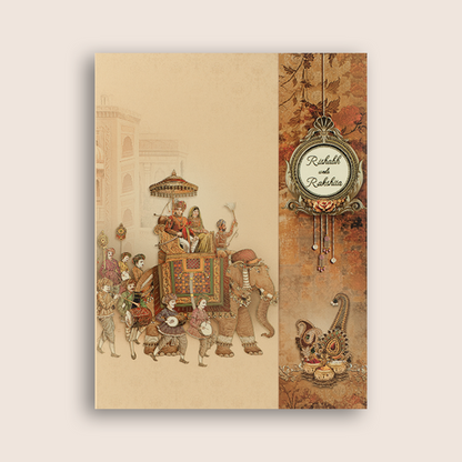 Sandal Royal Baraat Door Style Wedding Card - KAA05070
