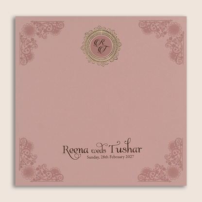 Pink Embossed Floral Laser cut Padded Invitation card - KPR023300