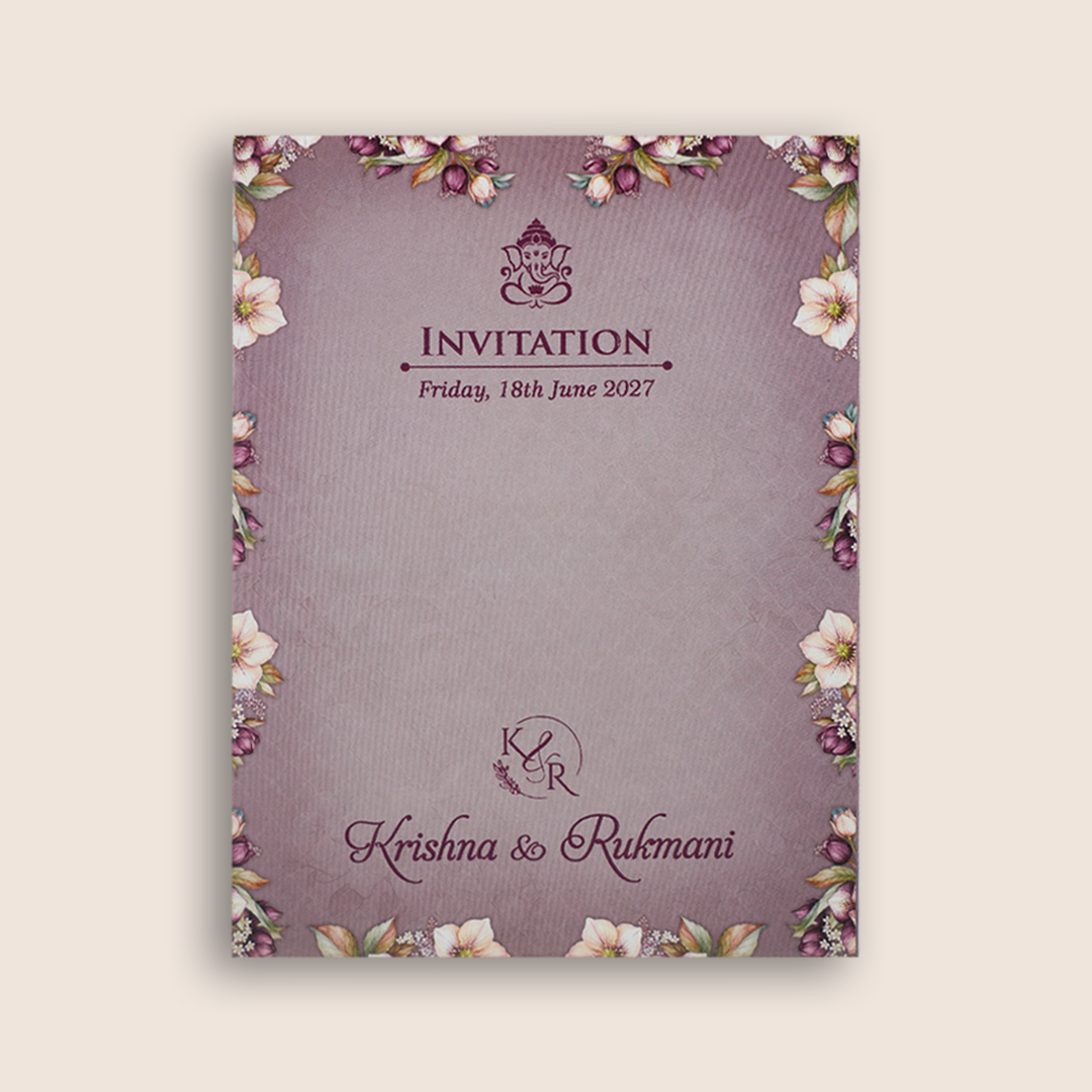 Pastel Pink Floral Door Style Invitation Card - KJTS1951
