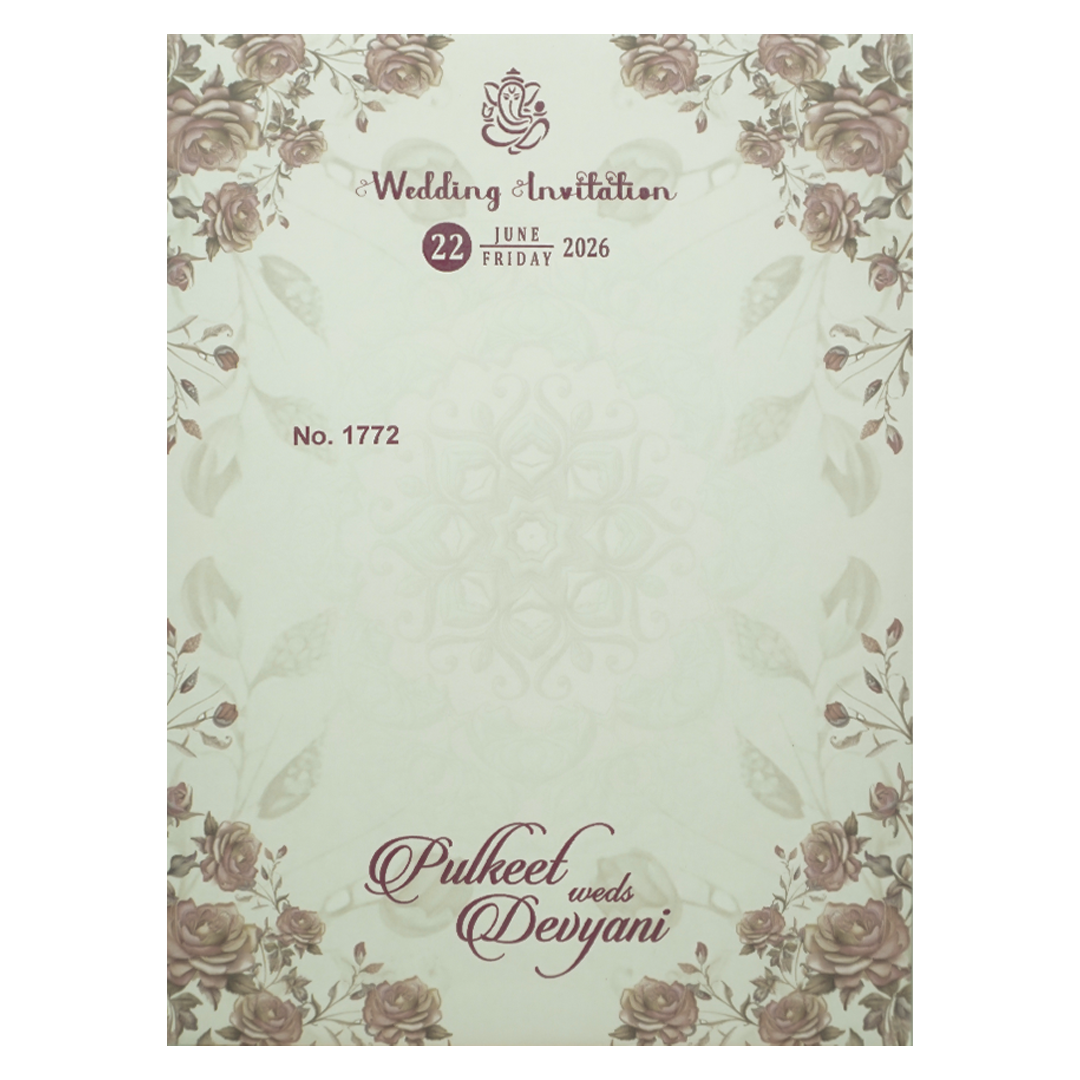 Vintage Green Rose Wedding Card-KJTS1772